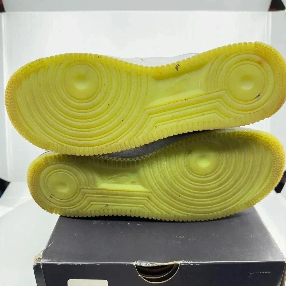 Nike Mens Air Force 1 07 LV8 3 Low Volt Sneakers Gray/Neon Green 9 CD0888-002 - Picture 5 of 6